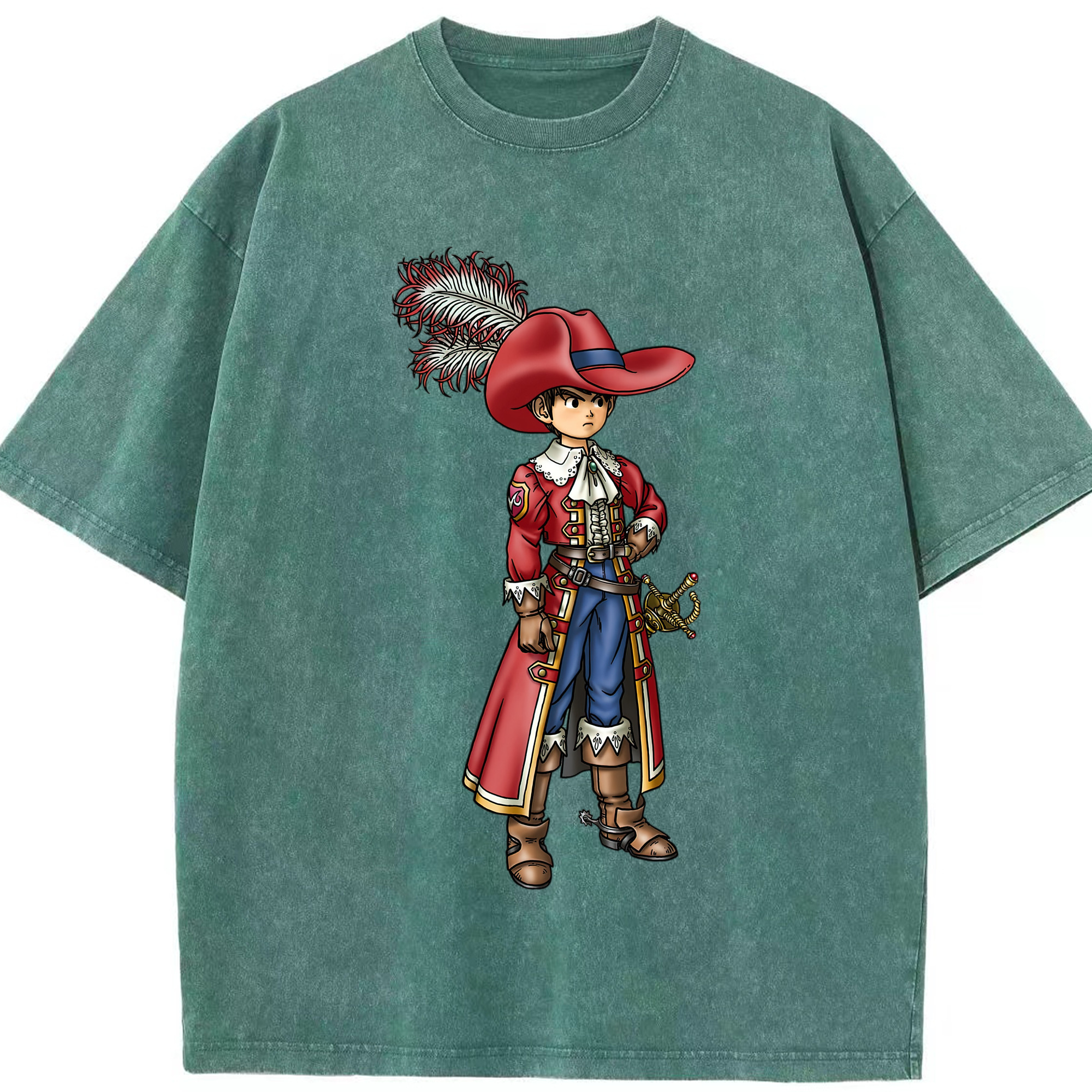 （画像用） ドラゴンクエスト Doragon Kuesuto Dragon Quest 綿100% ヴィンテージ風 半袖Tシャツ（フロントプリント）